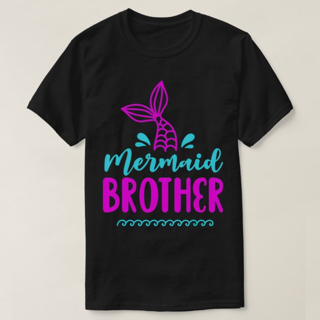Camiseta Cumpleaños de la sirena Hermano que está a la altu (Diseño del anverso)