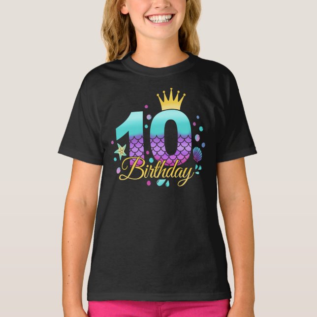 Camiseta Cumpleaños de la Sirenita 10 años (Anverso)