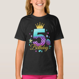Camiseta Cumpleaños de la Sirenita 5 cumpleaños