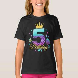 Camiseta Cumpleaños de la Sirenita 5 cumpleaños