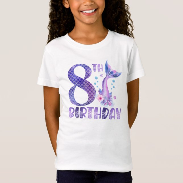 Camiseta Cumpleaños de la Sirenita 8 cumpleaños (Anverso)