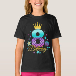 Camiseta Cumpleaños de la Sirenita 8 cumpleaños
