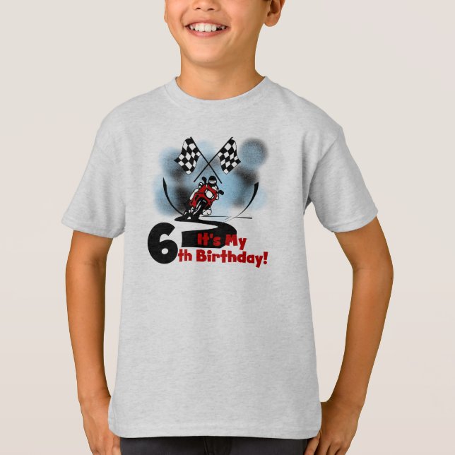 Camiseta Cumpleaños de las Carreras de la motocicleta 6to (Anverso)