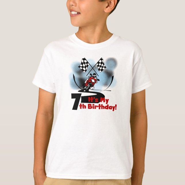 Camiseta Cumpleaños de las Carreras de la motocicleta 7mo (Anverso)