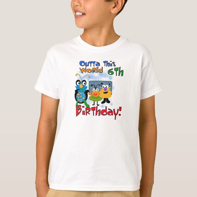 Camiseta Cumpleaños de las criaturas del espacio 6to (Anverso)