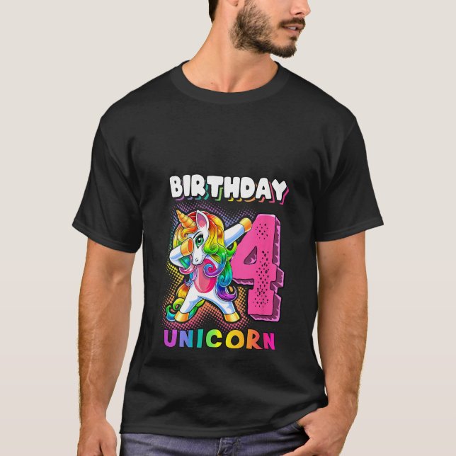Camiseta Cumpleaños de las mujeres Unicornio 4 Dabbing Unic (Anverso)