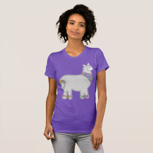 Camiseta Cumpleaños de linda alpaca con flores