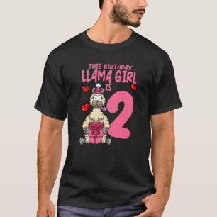 Camiseta Cumpleaños De Llama Para Chicas Segundo Fiesta De