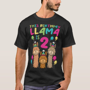 Camiseta Cumpleaños De Llama Para Chicas Segundo Fiesta De
