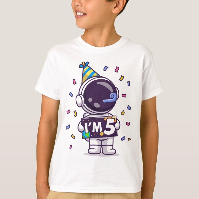 Camiseta Cumpleaños de los 5 astronautas (Anverso)