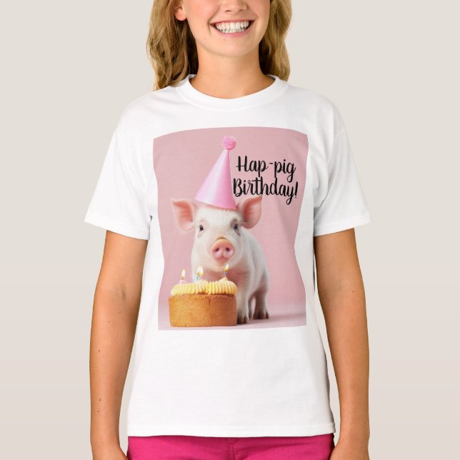 Camiseta ¡Cumpleaños de los cerdos de Hap! (Anverso)