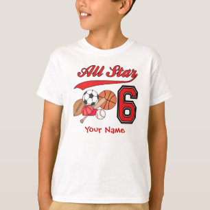 Camiseta Cumpleaños de los deportes de All Star 6to