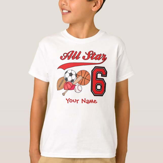 Camiseta Cumpleaños de los deportes de All Star 6to (Anverso)