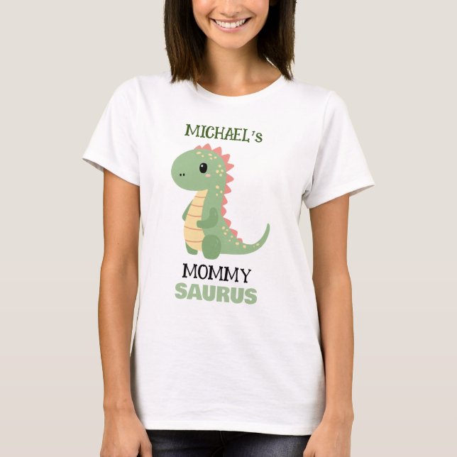 Camiseta Cumpleaños de los dinosaurios personalizados "Momm (Anverso)