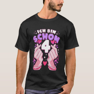 Camiseta Cumpleaños de los niños 4 años, corazón de los ded