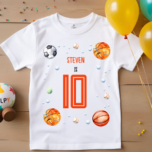 Camiseta cumpleaños de los niños deportivos de bolas
