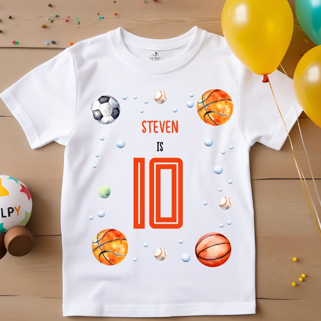 Camiseta cumpleaños de los niños deportivos de bolas (Subido por el creador)
