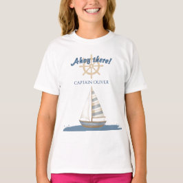 Camiseta Cumpleaños de los Niños Náuticos | Navy Blue & Whi