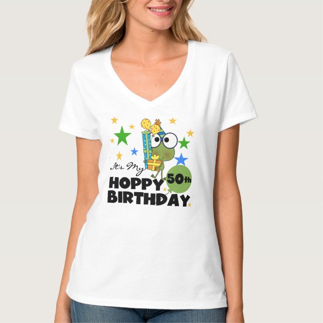 Camiseta Cumpleaños de lúpulo de Froggie 50.o (Anverso)