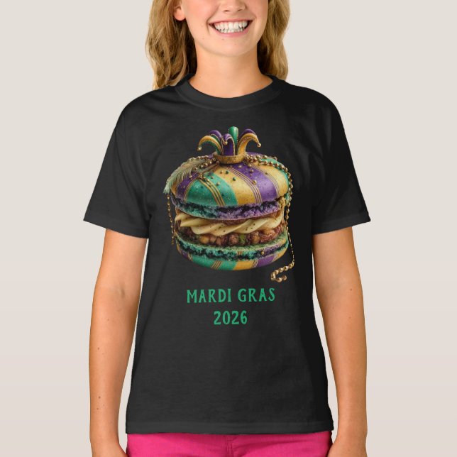 Camiseta Cumpleaños de Macarón Real del Mardi Gras (Anverso)
