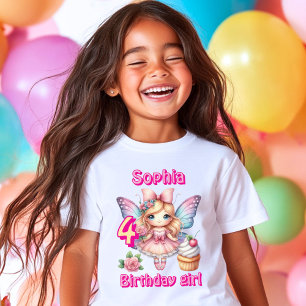 Camiseta cumpleaños de mariposa de bizcocho rosado