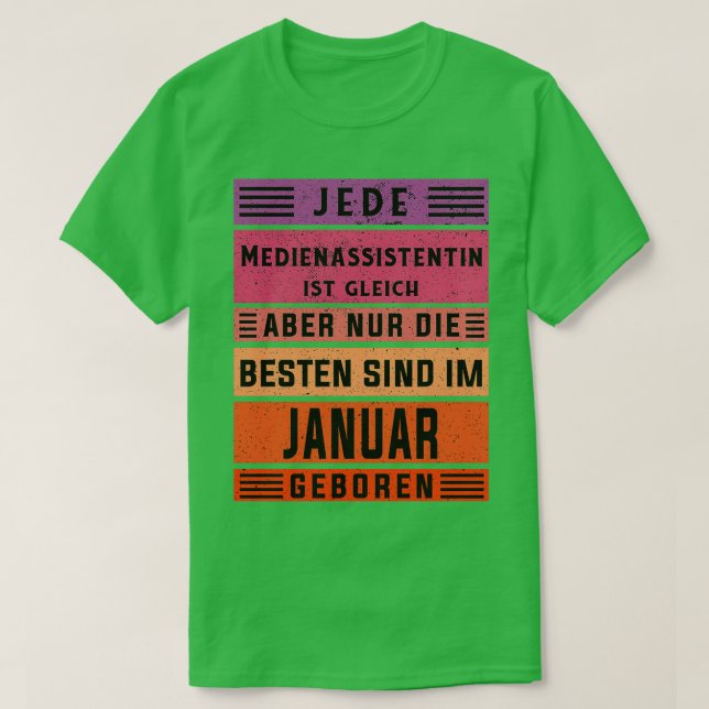 Camiseta Cumpleaños de marketing Enero asistente de medios (Diseño del anverso)