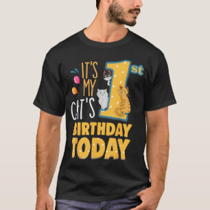 Camiseta Cumpleaños de mis gatos 1er es hoy Cumpleaños de m