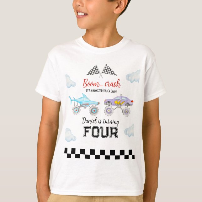 Camiseta Cumpleaños de Monster Truck (Anverso)