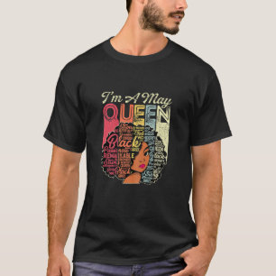 Camiseta Cumpleaños de mujeres Reina de Mayo Vintage Afro A