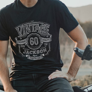 Camiseta Cumpleaños de negro y blanco vintage envejecido a 