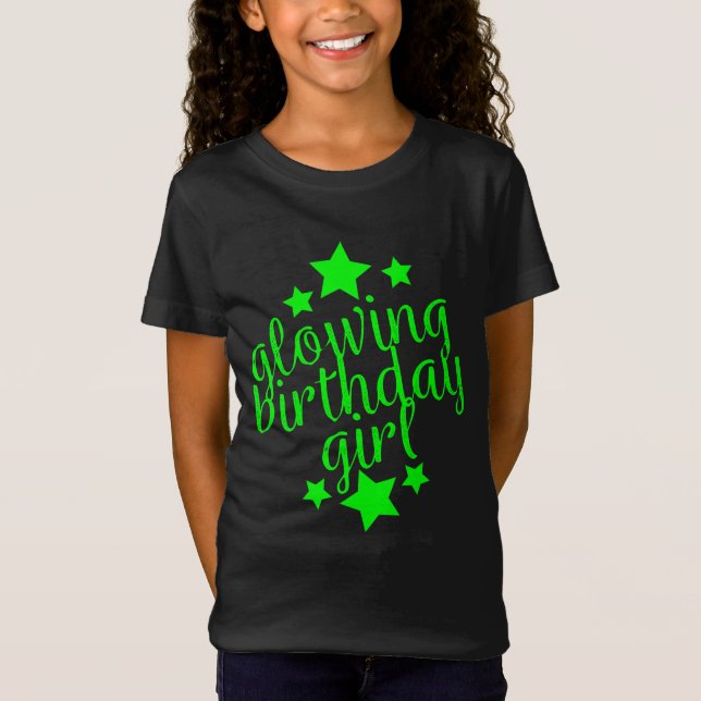 Camiseta Cumpleaños de Neon Glow Fiesta - Chicas Ruffle T-S (Anverso)