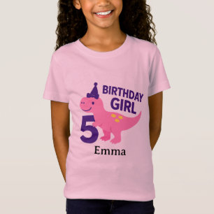 Camiseta Cumpleaños de niña con dinosaurio rosa - Celebraci