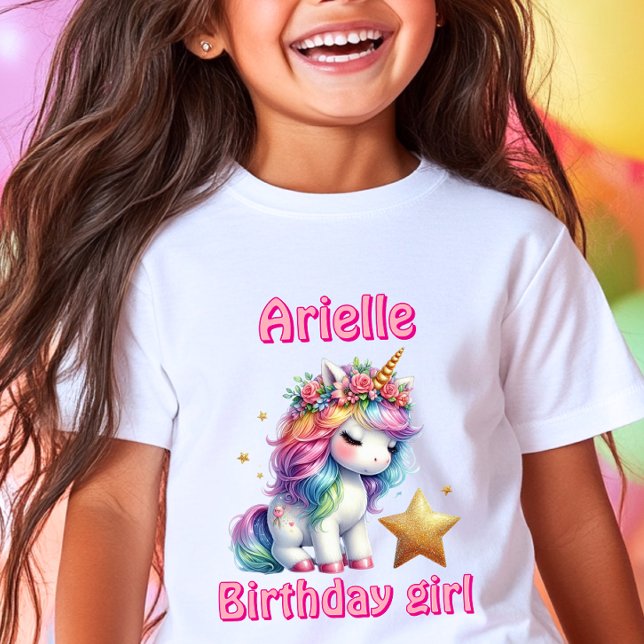 Camiseta Cumpleaños de niñas de unicornio mágico de estrell (Subido por el creador)