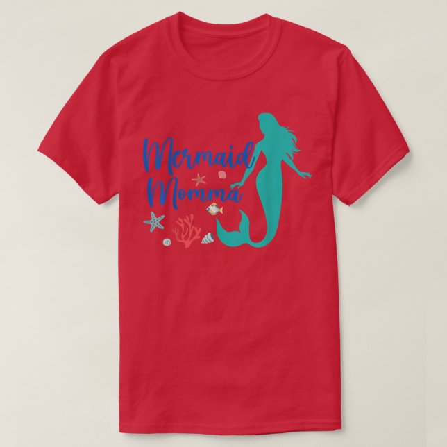 Camiseta Cumpleaños de Niñas Sirena Mamá Familia Temática M (Diseño del anverso)