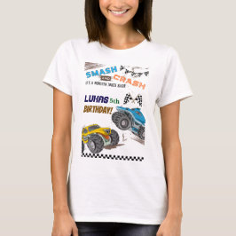Camiseta Cumpleaños de niño con camiones monstruo para padr