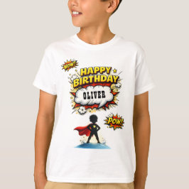 Camiseta Cumpleaños de Niño con Estilo de Superhéroe de Cóm
