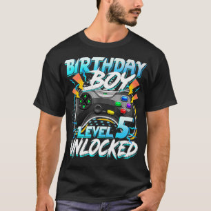 Camiseta Cumpleaños de niño de nivel 5 Videojuego desbloque