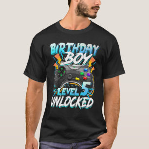 Camiseta Cumpleaños de niño de nivel 5 Videojuego desbloque
