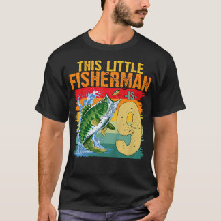 Camiseta Cumpleaños de niño pescando 9 años