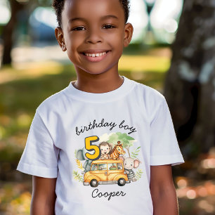 Camiseta Cumpleaños de niños con animales de safari 