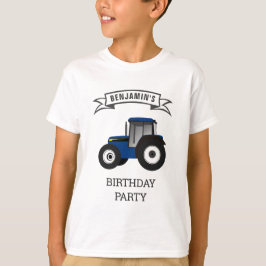 Camiseta Cumpleaños de niños con tractor azul de granja
