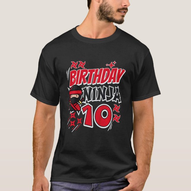 Camiseta Cumpleaños de niños Ninja 10º Cumpleaños Karate 10 (Anverso)
