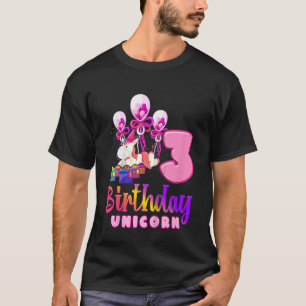 Camiseta Cumpleaños de niños Unicorn 3 Chicas 3 años