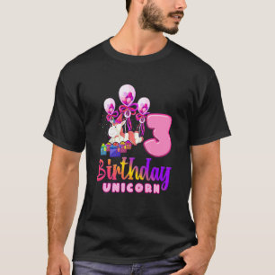 Camiseta Cumpleaños de niños Unicorn 3 Chicas 3 años