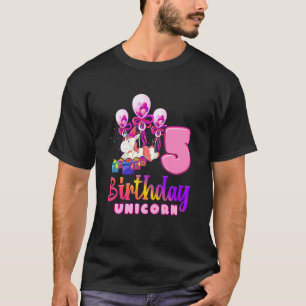 Camiseta Cumpleaños de niños Unicornio 5 Chicas 5 años