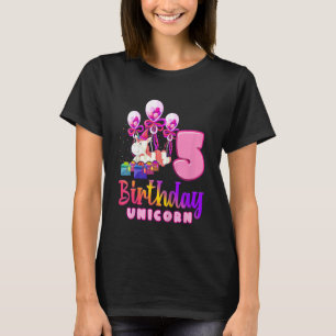 Camiseta Cumpleaños de niños Unicornio 5 Chicas 5 años