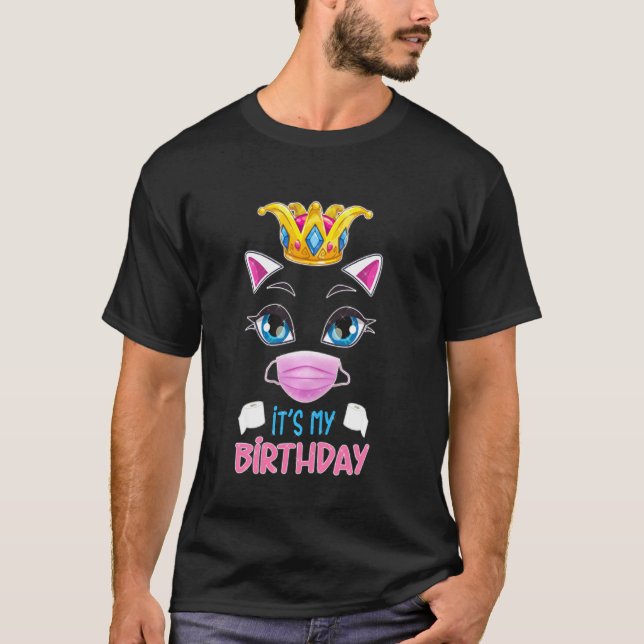 Camiseta Cumpleaños de Octubre en Cuarentena Gato cara Másc (Anverso)