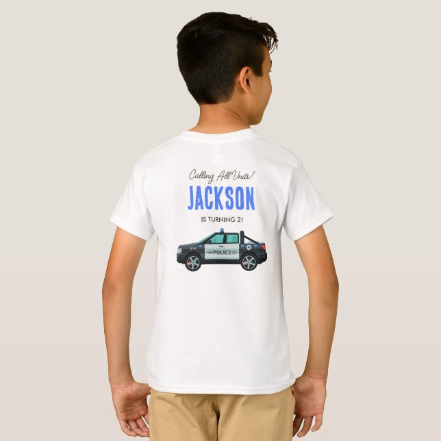 Camiseta Cumpleaños de Oficialito Policía | Personalizado  (Reverso completo)