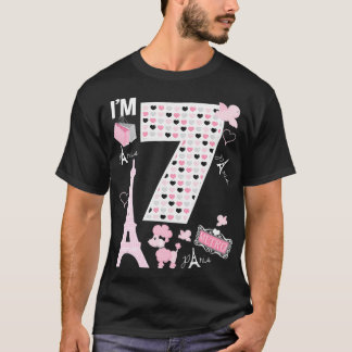 Camiseta Cumpleaños de París 7 Niña de París de 7 años Matc