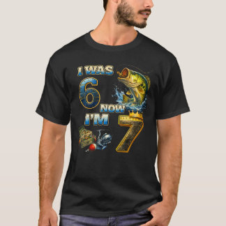 Camiseta Cumpleaños de pesca Niño Fui 6 Ahora SOY 7 Seis Si
